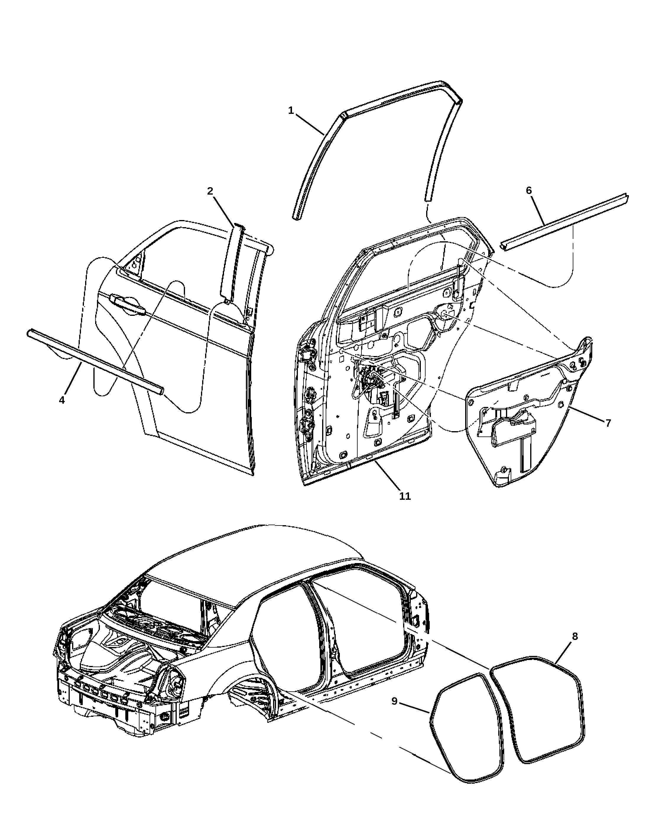 WEATHERSTRIP, REAR DOOR BELT  OUTER