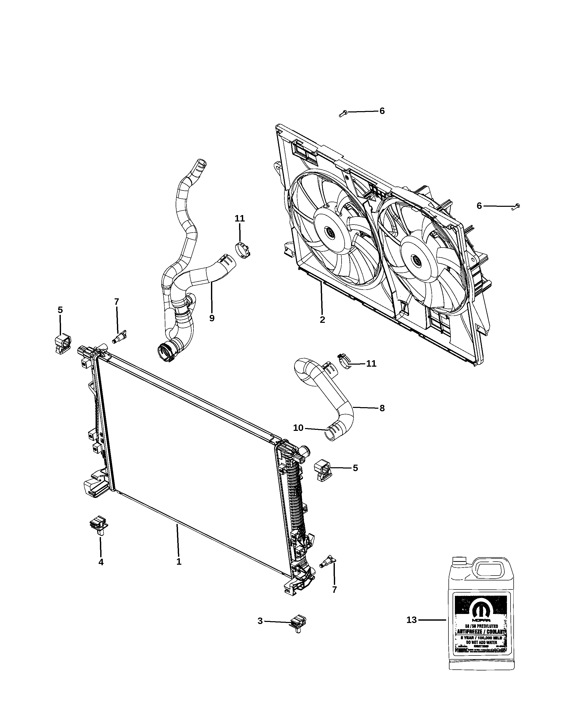 Furtun și clemă ieșire radiator