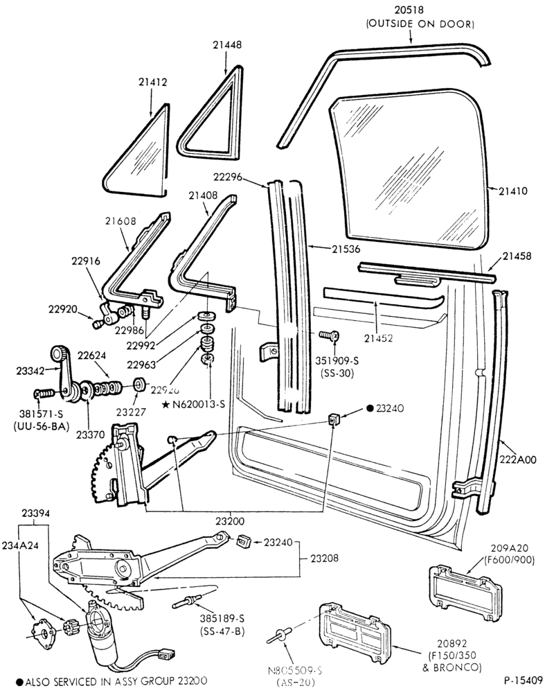 BODY SIDES AND QUARTER-Door window parts-F-FT600/900