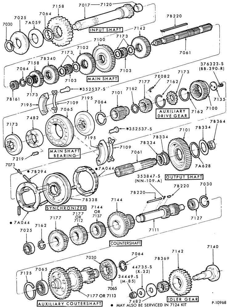INTERNAL PARTS-TRANSMISSION (MAIN) - 13 speed - Fuller RT6613 - gear train - Page B-FT800/900
