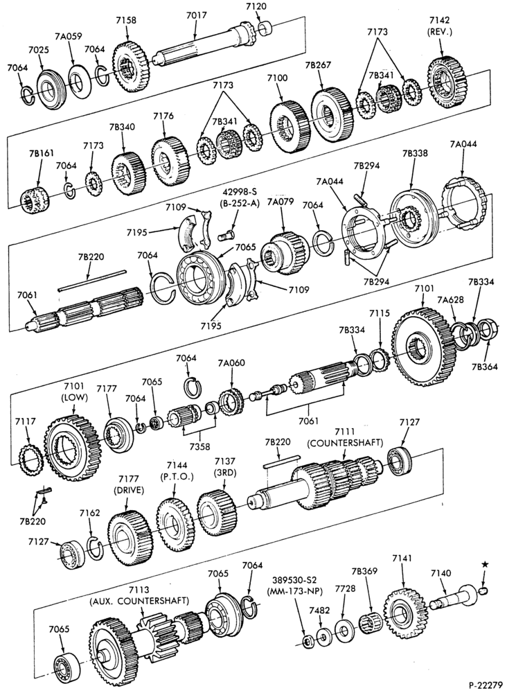 EXTERNAL PARTS-GEARSHIFT MECHANISM - MAIN TRANSMISSION - 8 speed - Fuller RT7608LL - gear train - Page B-F-FT800/900