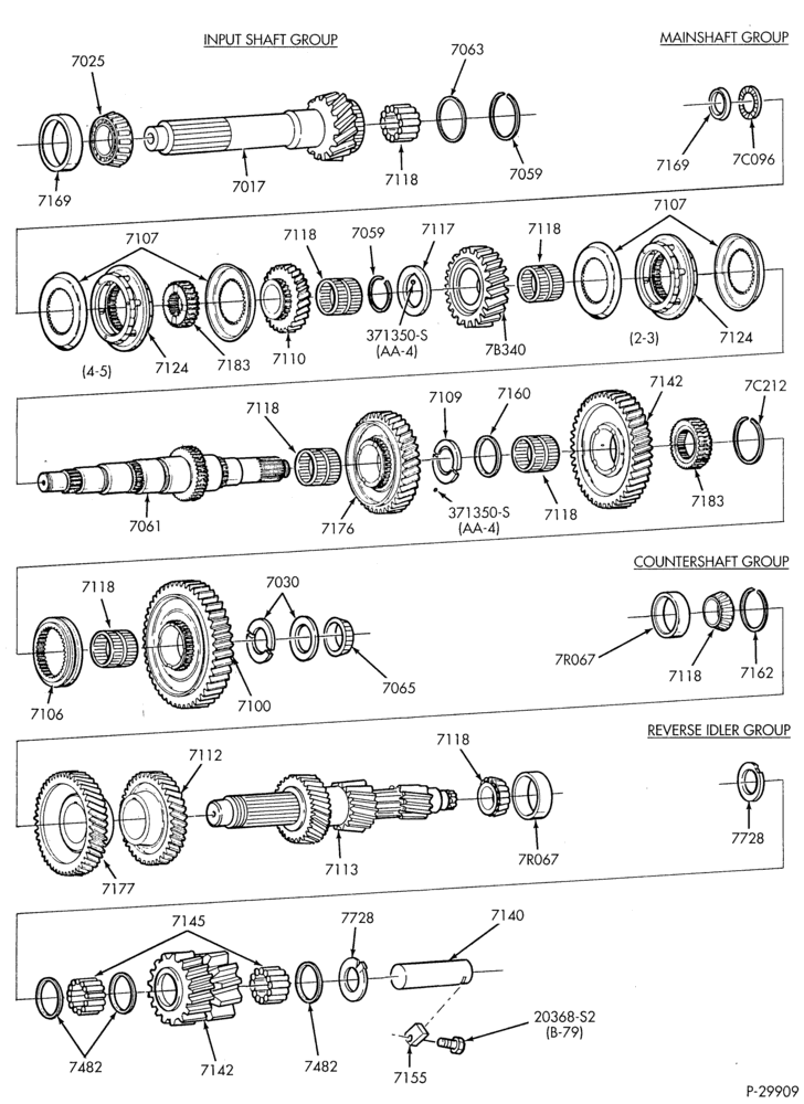 INTERNAL PARTS-TRANSMISSION (MAIN) - 5 speed - Fuller - FS-5205 - case - Page B-F-FT600/900