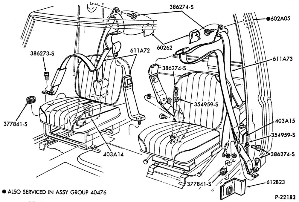 SEATS AND SEAT BELTS-Front seat belt - w/retractor - w/articulated seat - pass.-F-FT600/900