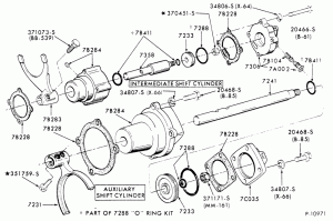 EXTERNAL PARTS-GEARSHIFT MECHANISM - MAIN TRANSMISSION - 8 speed - Fuller RT7608LL - inter. & aux. air shift cyls.-F-FT800/900