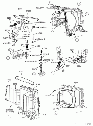 COOLING SYSTEMS-Radiator & related parts - 6 cyl. FD-1060 - w/tilt hood-F-FT700/900