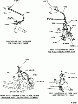 BRAKE SYSTEMS-Air brake system - rear frame tubing - front axle jounce hoses - Page B-F-FT600/900