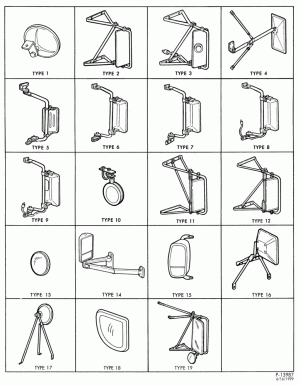 THRU 17683 - MIRROR (REAR VIEW OUTSIDE) TYPE 9 - WESTERN-SWING LOCK-HIGH PROFILE-MARKER LAMP