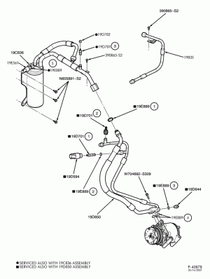 AIR CONDITIONING-Air conditioning hoses & related parts - without aux. a/c - 8 cyl. 7.3L diesel-E350,E(Super Duty)