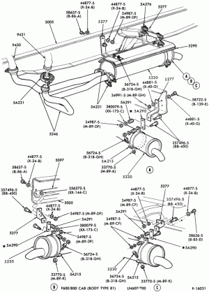 EXHAUST SYSTEM-8 cyl. 370 and 429-Body Type 81 cab-F-FT600/800