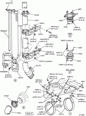 EXHAUST SYSTEM-8 cyl. 636 Cat. Diesel  - Body Type 81 (cab)- Page B-F-FT700/900