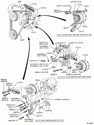 ALTERNATOR MOUNTING PARTS-B-C-CT-F-FT600/900-8 cyl. 501 (990) Detroit diesel - Ford