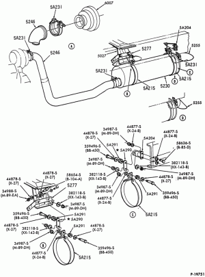 EXHAUST SYSTEM-6 cyl. 401 (6.6L) and 474 (7.8L) Diesel - Single - B/T 81 (Cab)- B/T 81 (Cab) - Horizontal exhaust-F-FT700/900