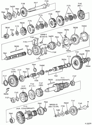 EXTERNAL PARTS-GEARSHIFT MECHANISM - MAIN TRANSMISSION - 8 speed - Fuller RT7608LL - gear train - Page B-F-FT800/900