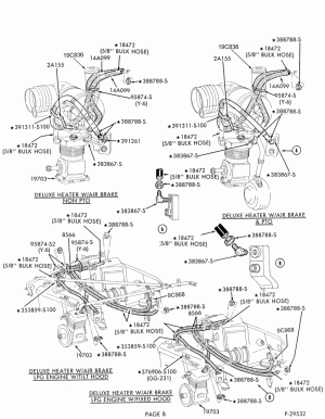HEATERS-Heater hose installation - 8 cyl. 7.0L LPG - Page B-F-FT600/900
