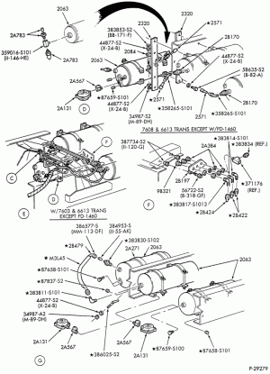 BRAKE SYSTEMS-Air brake system - rear frame tubing - low profile - exc. tractor - w/154" & 178" W/B - Page B-FT800/900