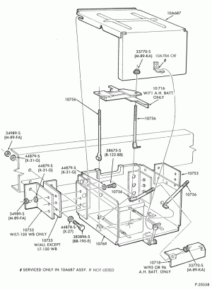 BATTERY CARRIERS-L-LN-LNT-LS-LT-LTS600/900-6 cyl. 474 (7.8L) and 8 cyl. 636 (10.4L) diesel- 1 12 volt batteries -
