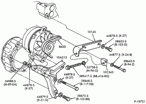 ALTERNATOR MOUNTING PARTS-B-F-FT-L-LN-LNT-LS-LT-LTL-LTS600/900-6 cyl. 401 (6.6L) and 474 (7.8L) diesel