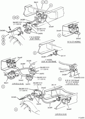 BRAKE SYSTEMS-Air brake system - rear frame tubing - rear axle jounce hoses - Page A-F-FT700/900