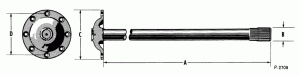 THRU 4235 - SHAFT ASSY. (REAR AXLE)-ALSO REFER TO REAR AXLE PARTS LIST SECTION 40,PG.1 SIZE IDENTIFICATION CHART - LISTED BY DIMENSION "A"