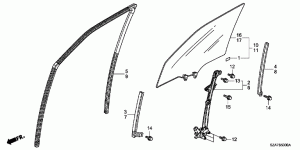 FRONT DOOR GLASS/DOOR REG ULATOR