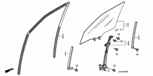 FRONT DOOR GLASS/DOOR REG ULATOR