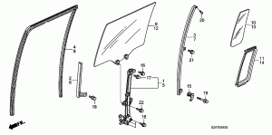 REAR DOOR GLASS/DOOR REGU LATOR
