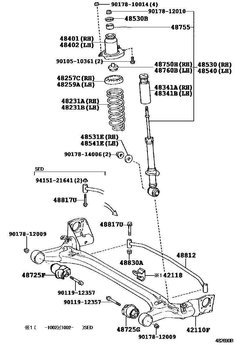 rear suspension support assy left