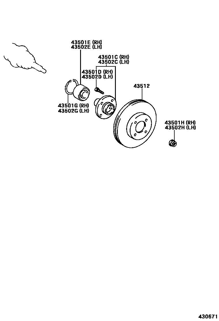 Toyota Corolla 2003 Front Brake Disk 43512-12611