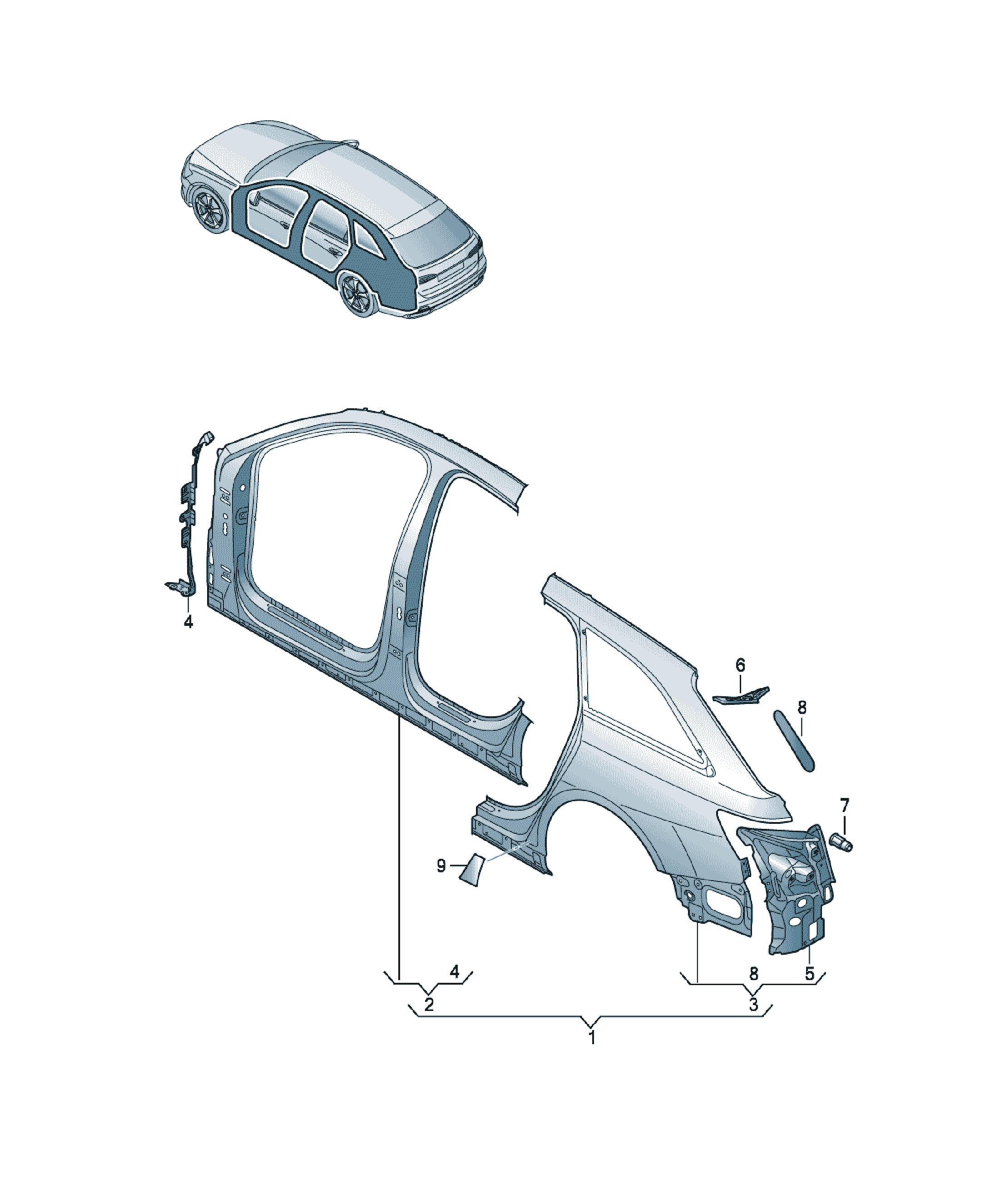 Cadru lateral caroserie Audi A6 / S6 / L, cod 4K9810075