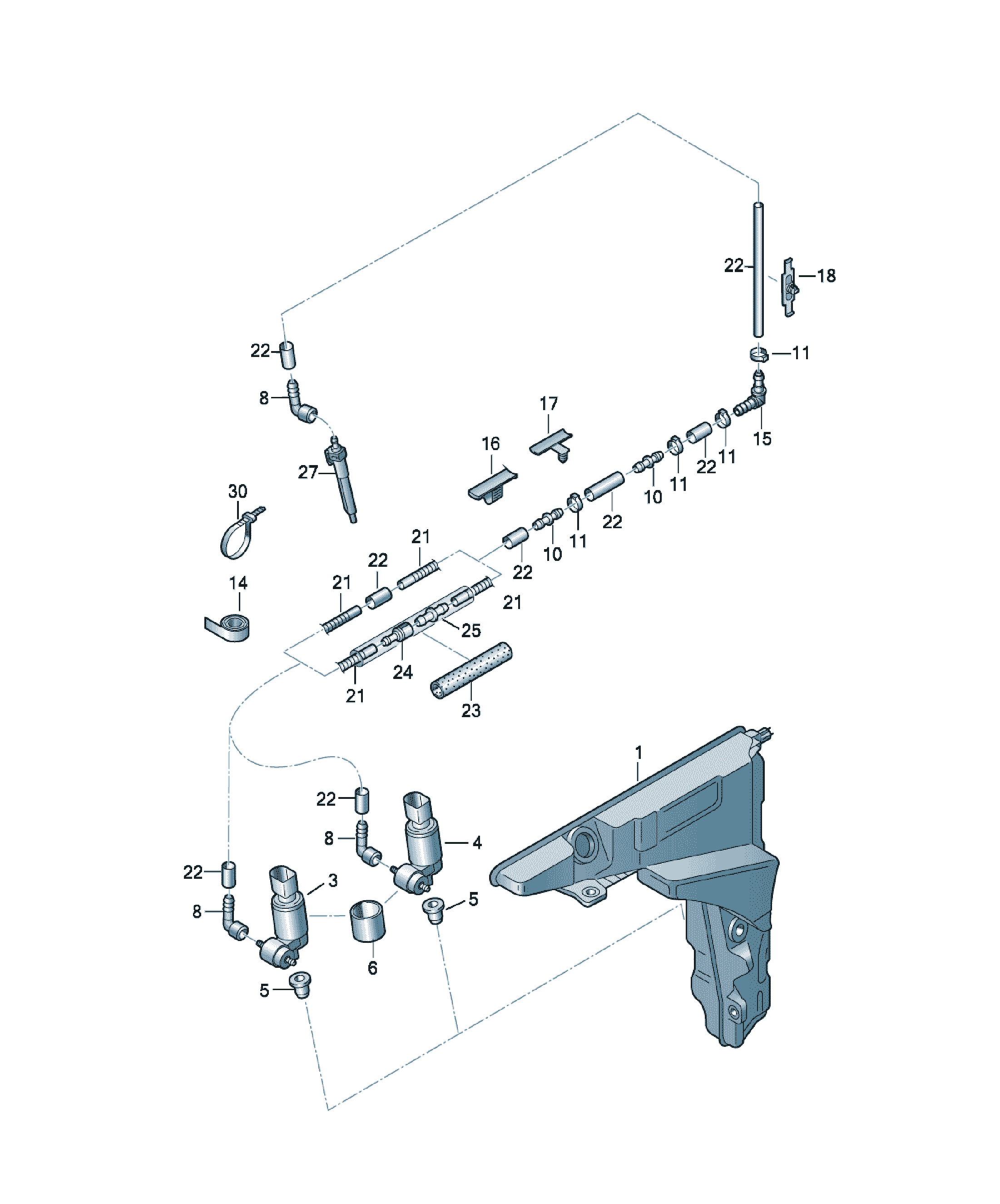 Element de conexiune sistem spălare Audi A6 / S6 / L, cod 5M0955875