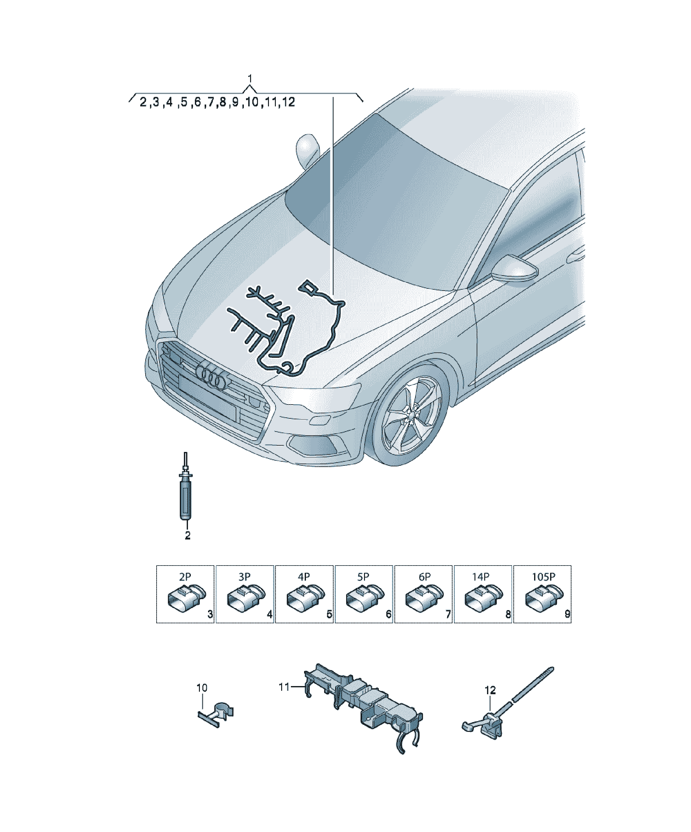 Cablaj bobină aprindere Audi A6 / S6 / L, cod 05L971595AD