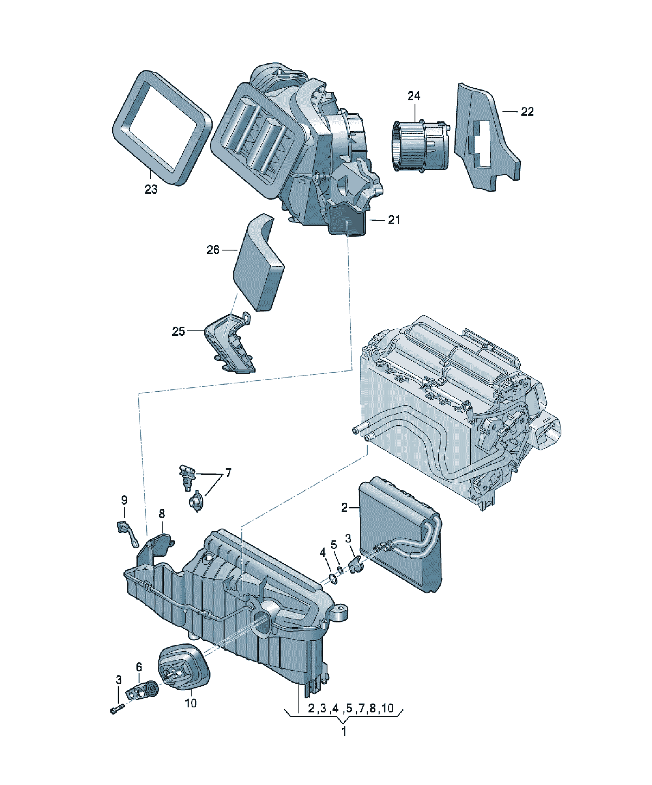 Carcasă evaporator cu evaporator Audi A6 / S6 / L, cod 4M2820023A
