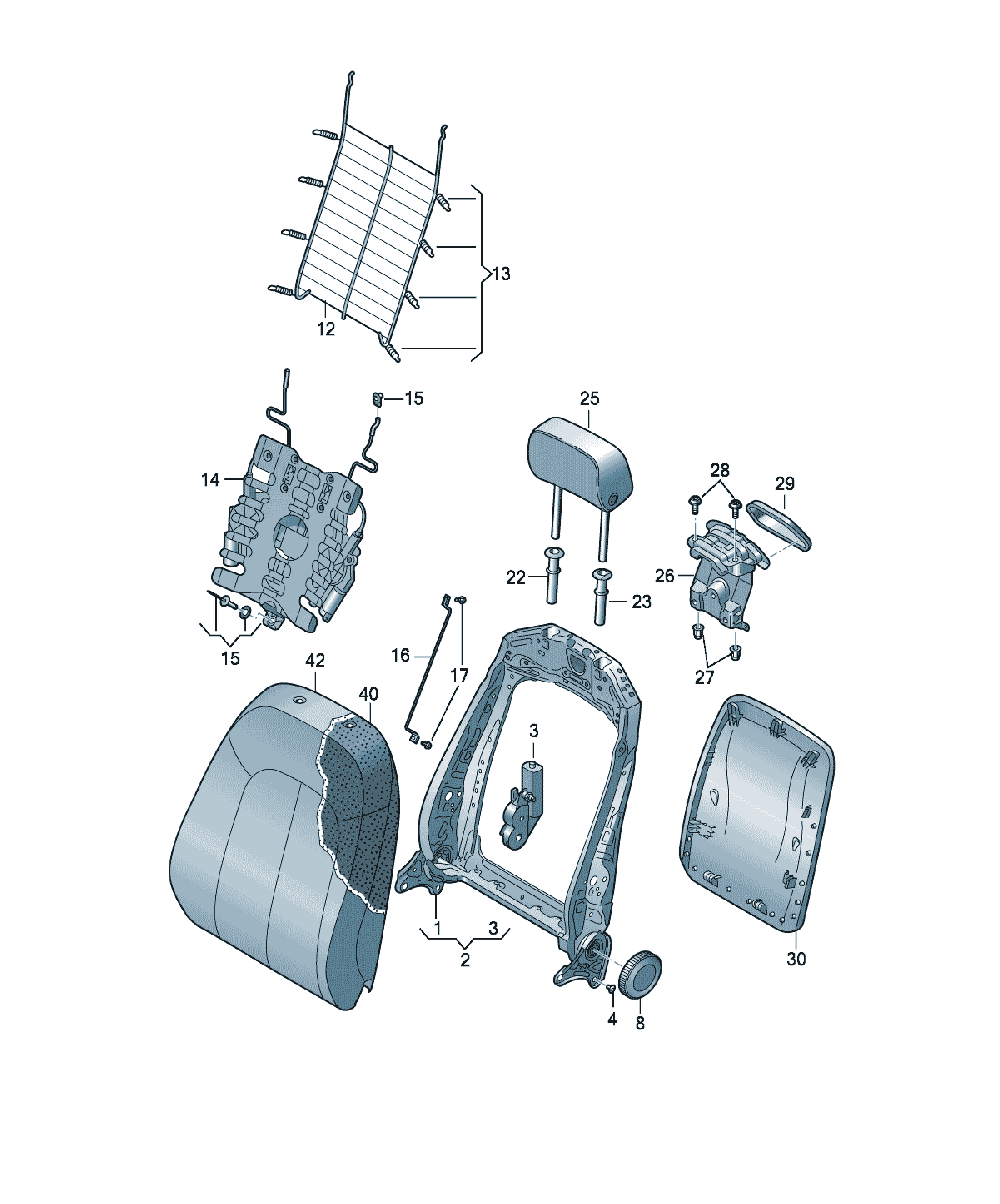 Cadru spătar scaun Audi A6 / S6 / L, cod 3Q0881516