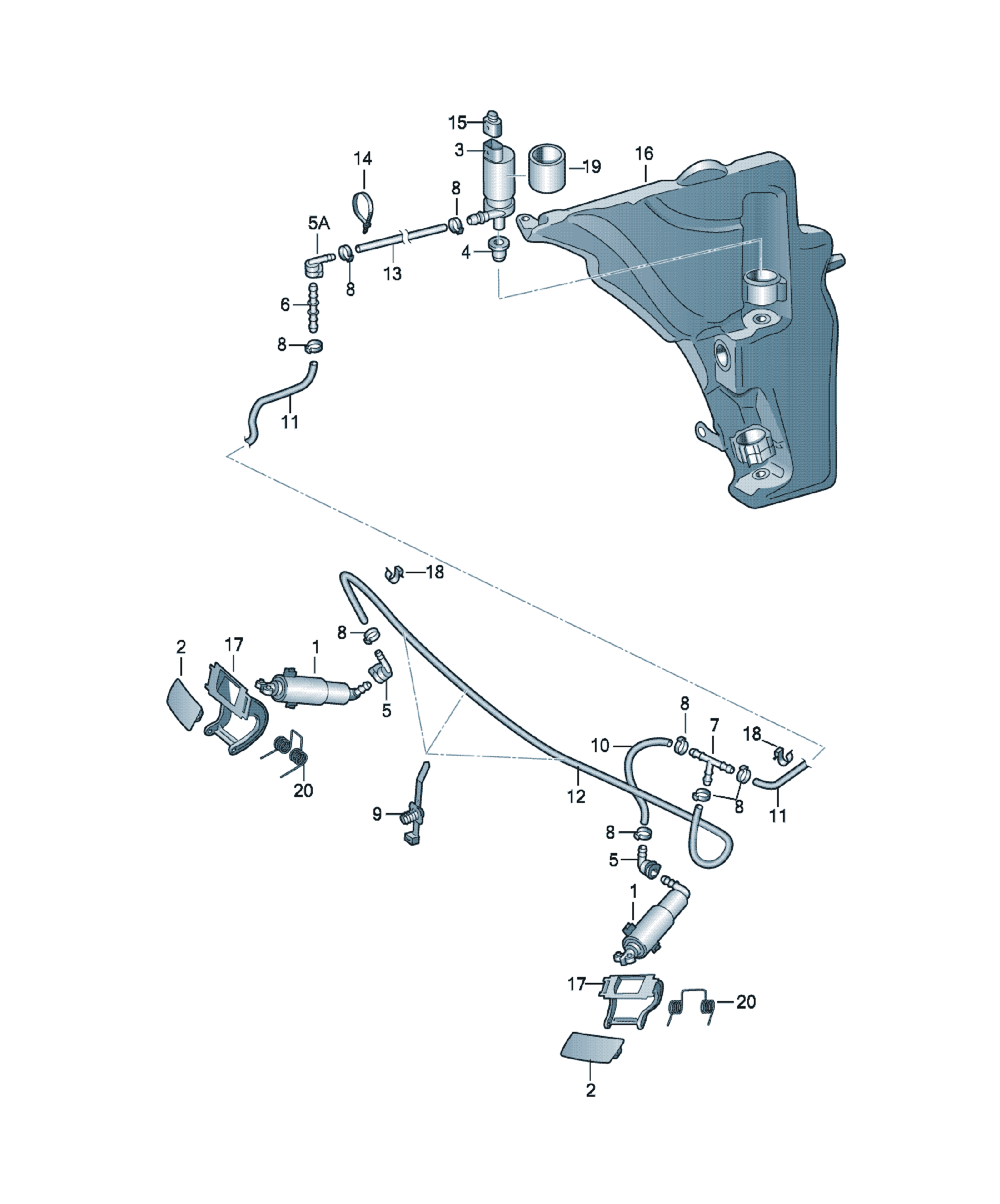 Țeavă spălare Audi A4 / S4 / L, cod 1J0955964F