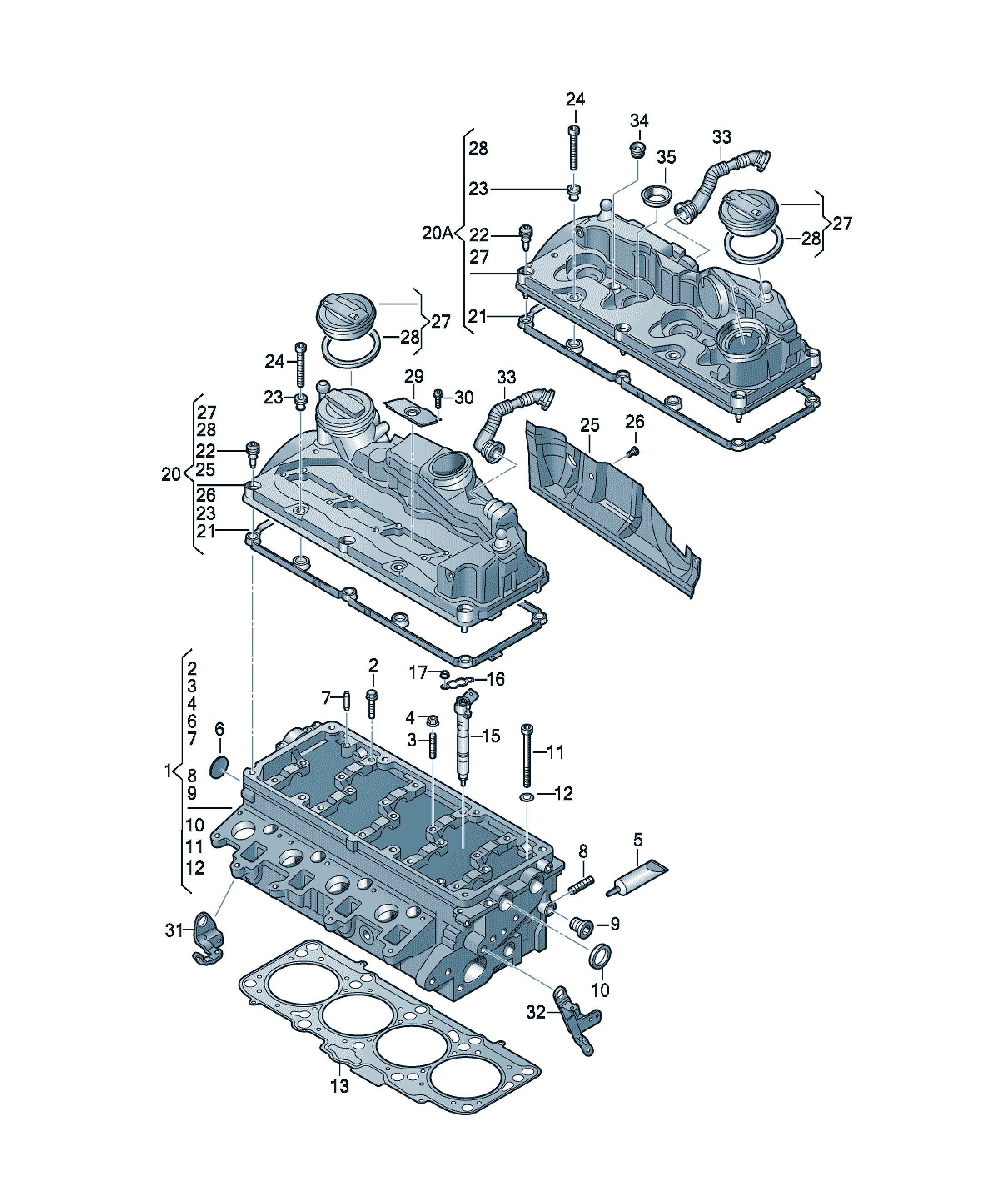Chiulasa Audi A4 / S4 / L, cod 03L103265DX