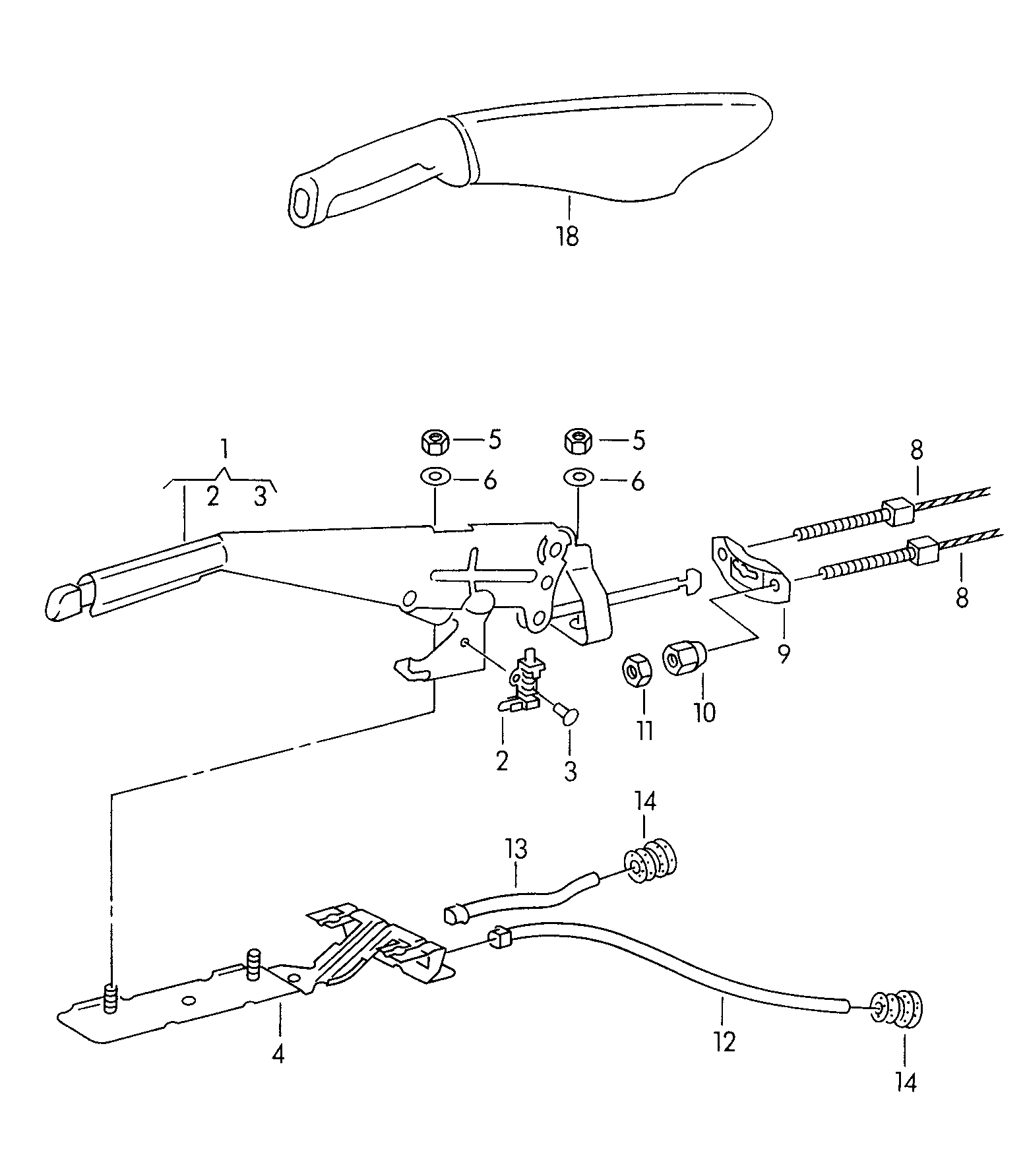 Pârghie frână de mână Volkswagen Golf / e-Golf, cod 1E0711303