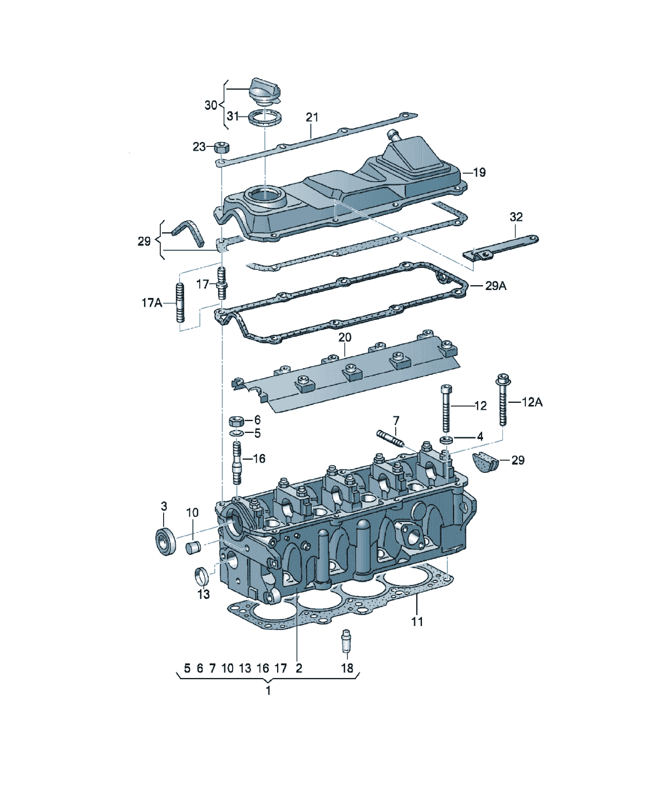 Set garnituri chiulasă Volkswagen Golf / e-Golf, cod 037198012N