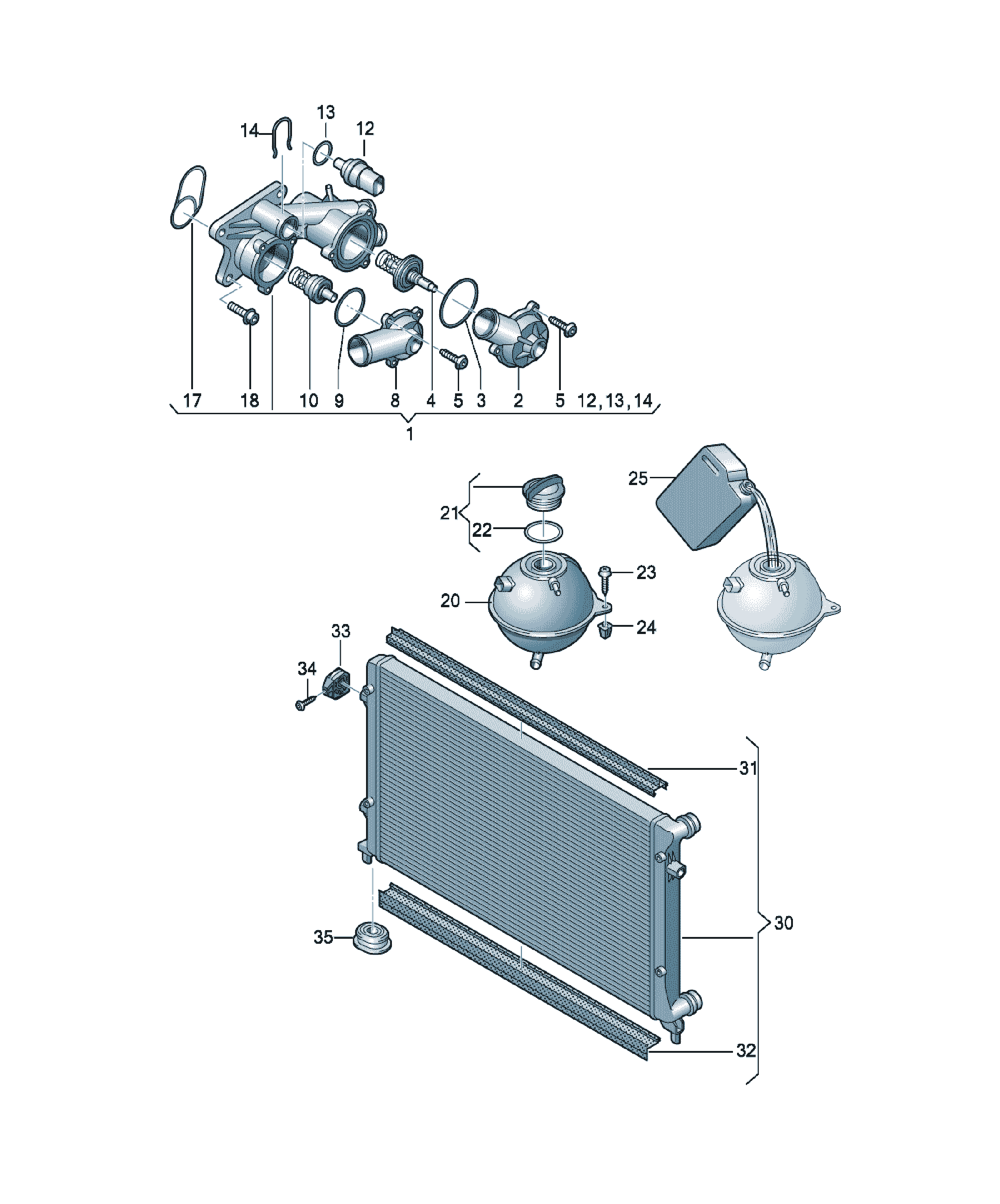 Termostrat și carcasă Volkswagen Golf / e-Golf, cod 032121111BM