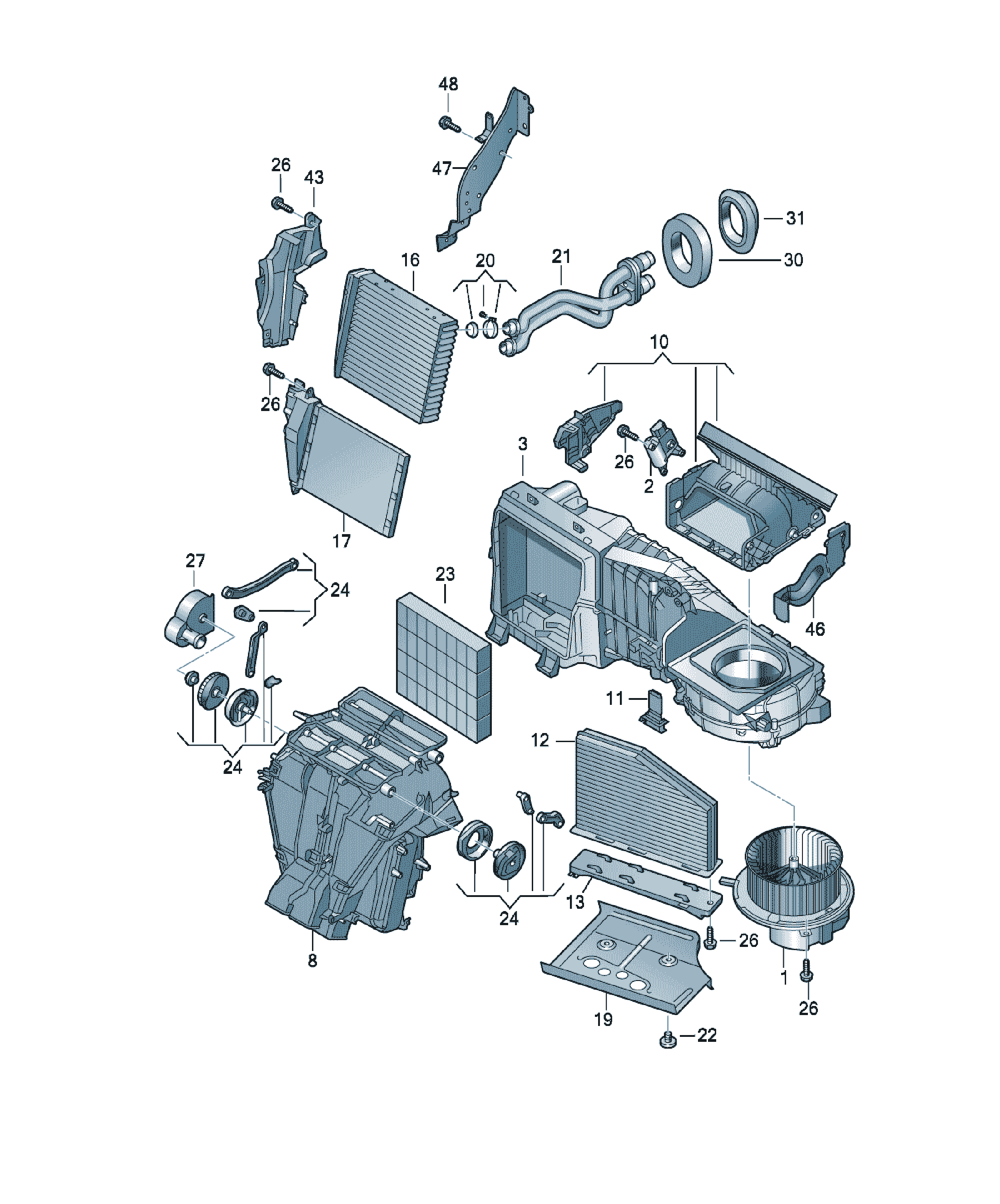 Motor electric încălzitor cabină Volkswagen Tiguan, cod 1K1819015E
