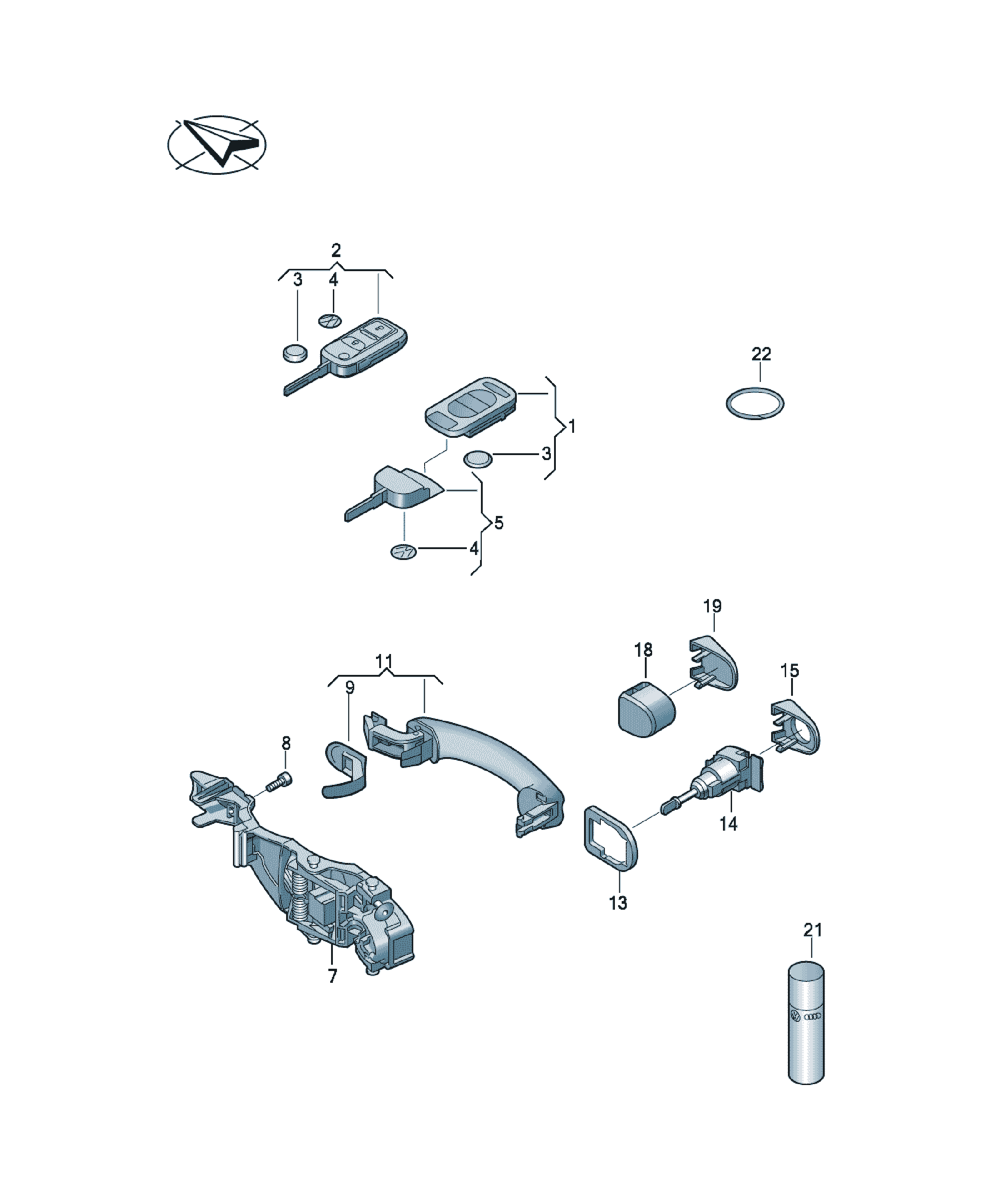 Set cilindri încuietoare cu cheie Volkswagen Golf / e-Golf, cod 5M0800375AN