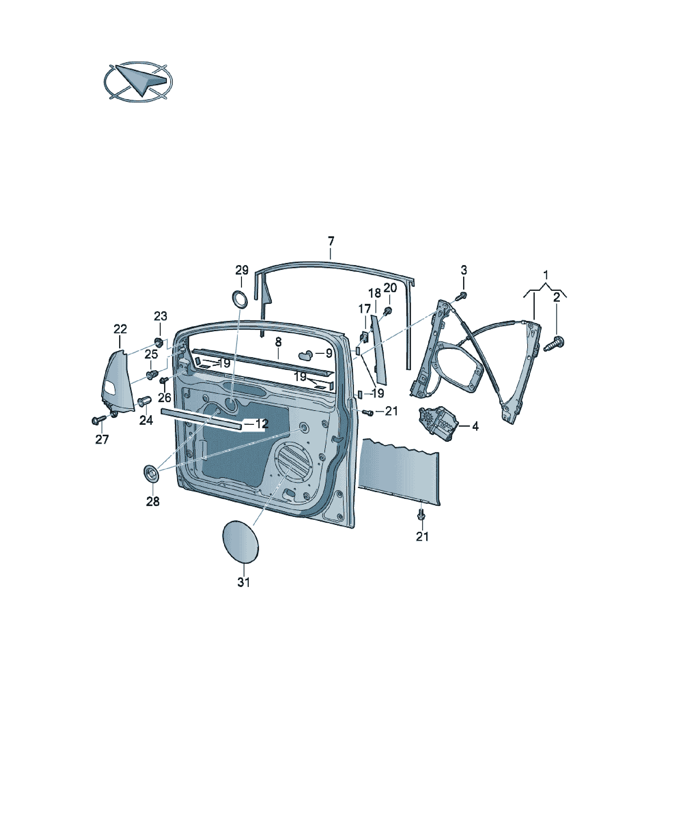 Geam fata Volkswagen Golf / e-Golf, cod 5M0837462