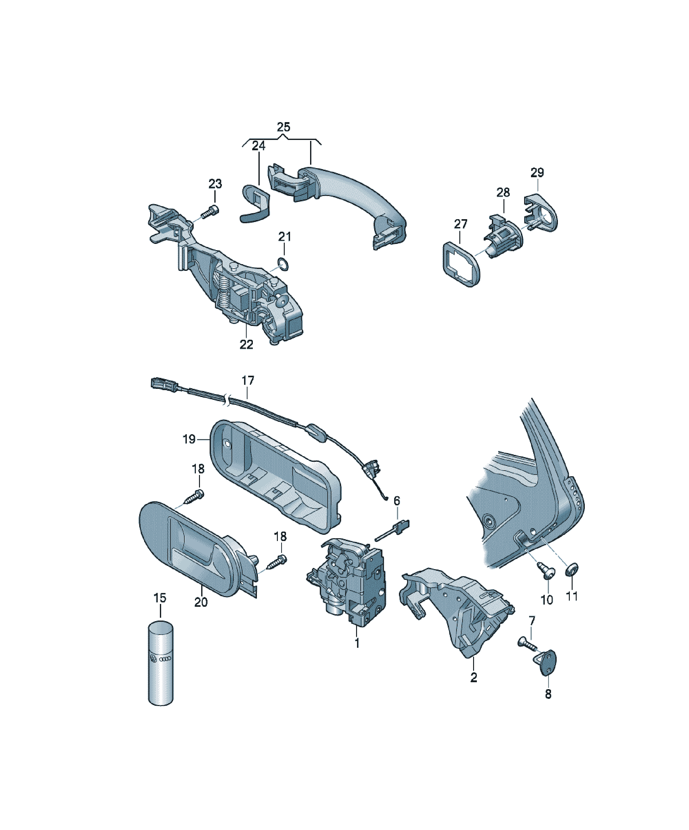 Incuietoare usa spate Volkswagen Golf / e-Golf, cod 7L0839016E