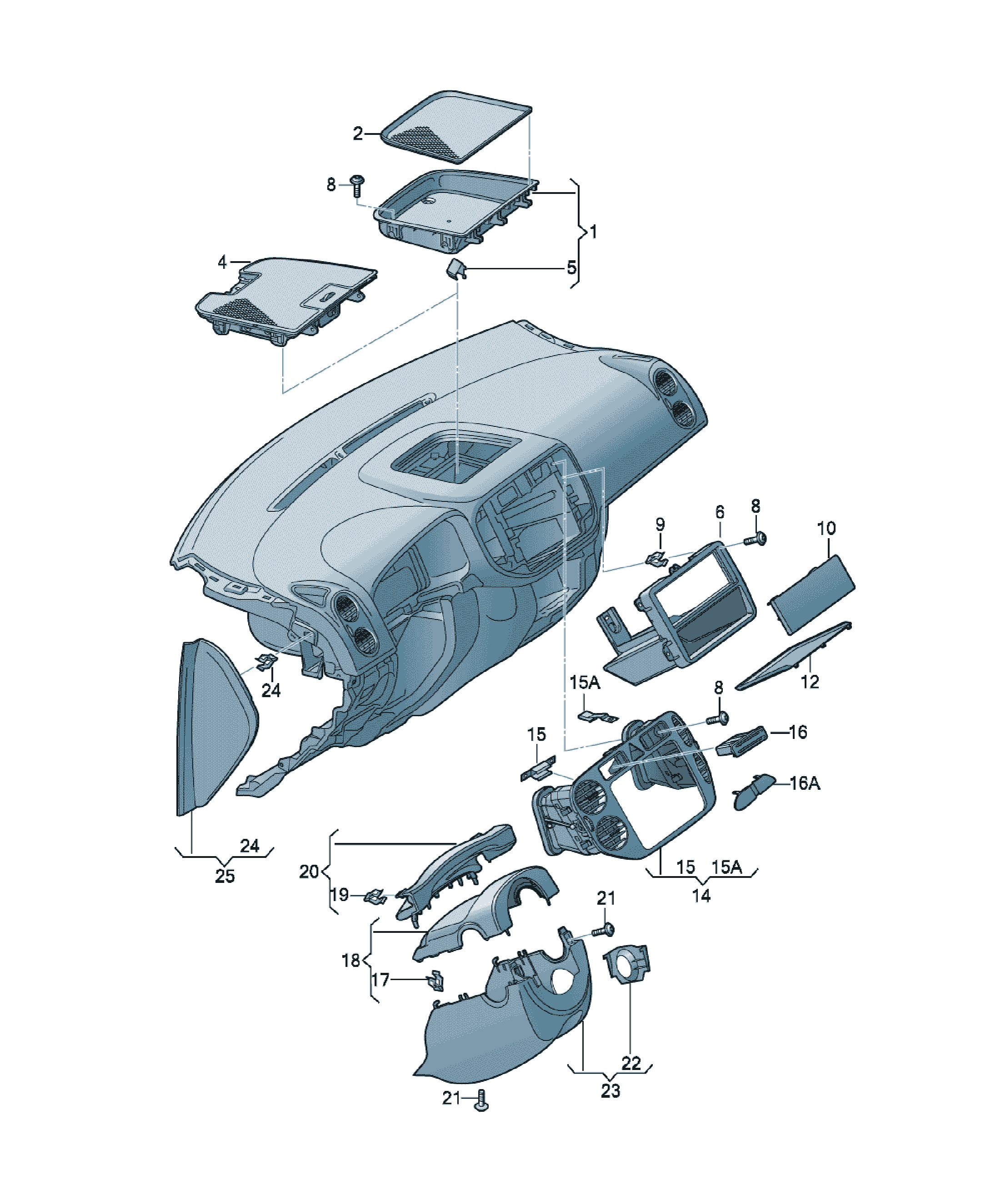 Compartiment depozitare Volkswagen Golf / e-Golf, cod 5M0857922A 81U