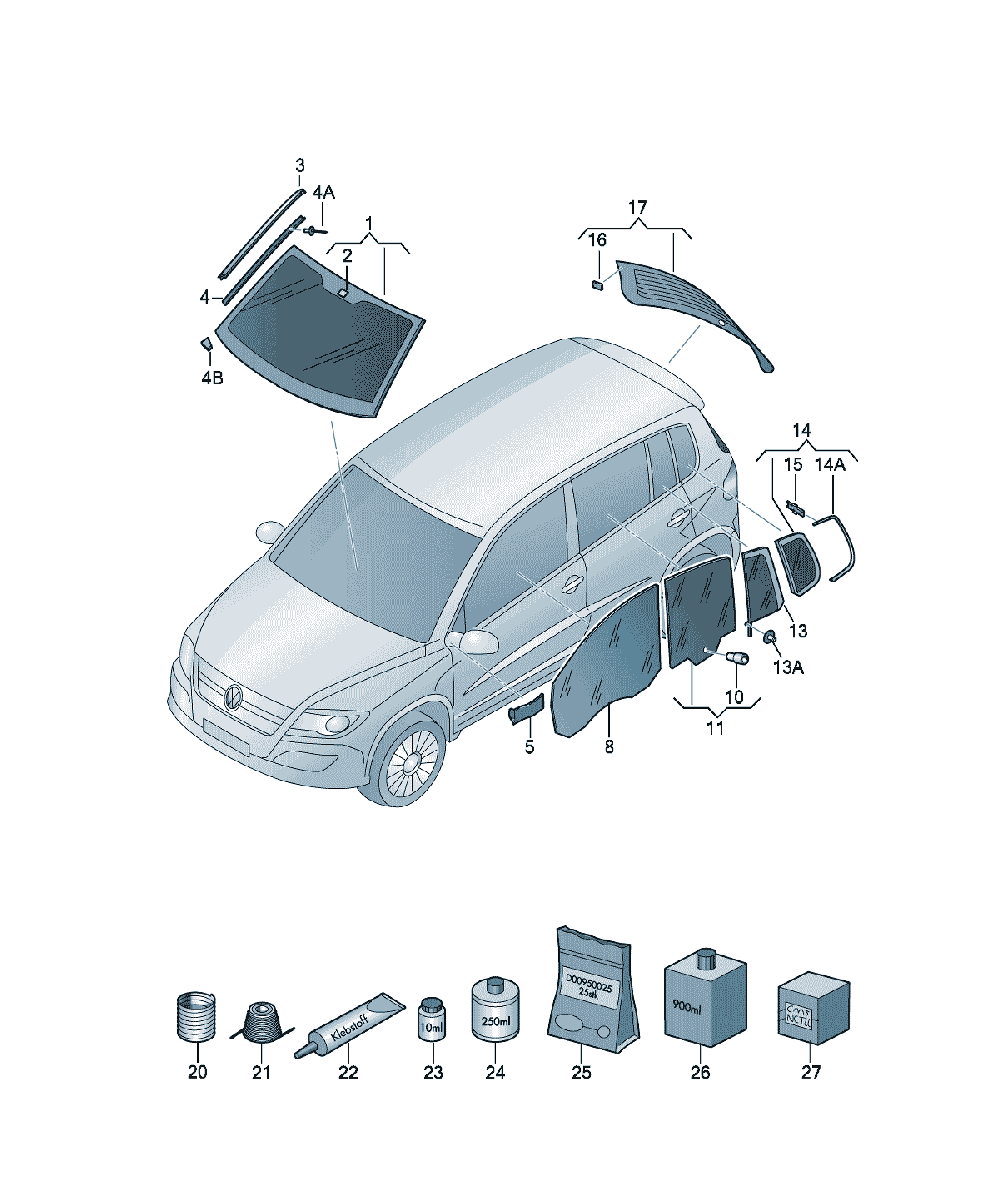 2-pack polyurethane adhesive Volkswagen CC, cod D  180KD2A1