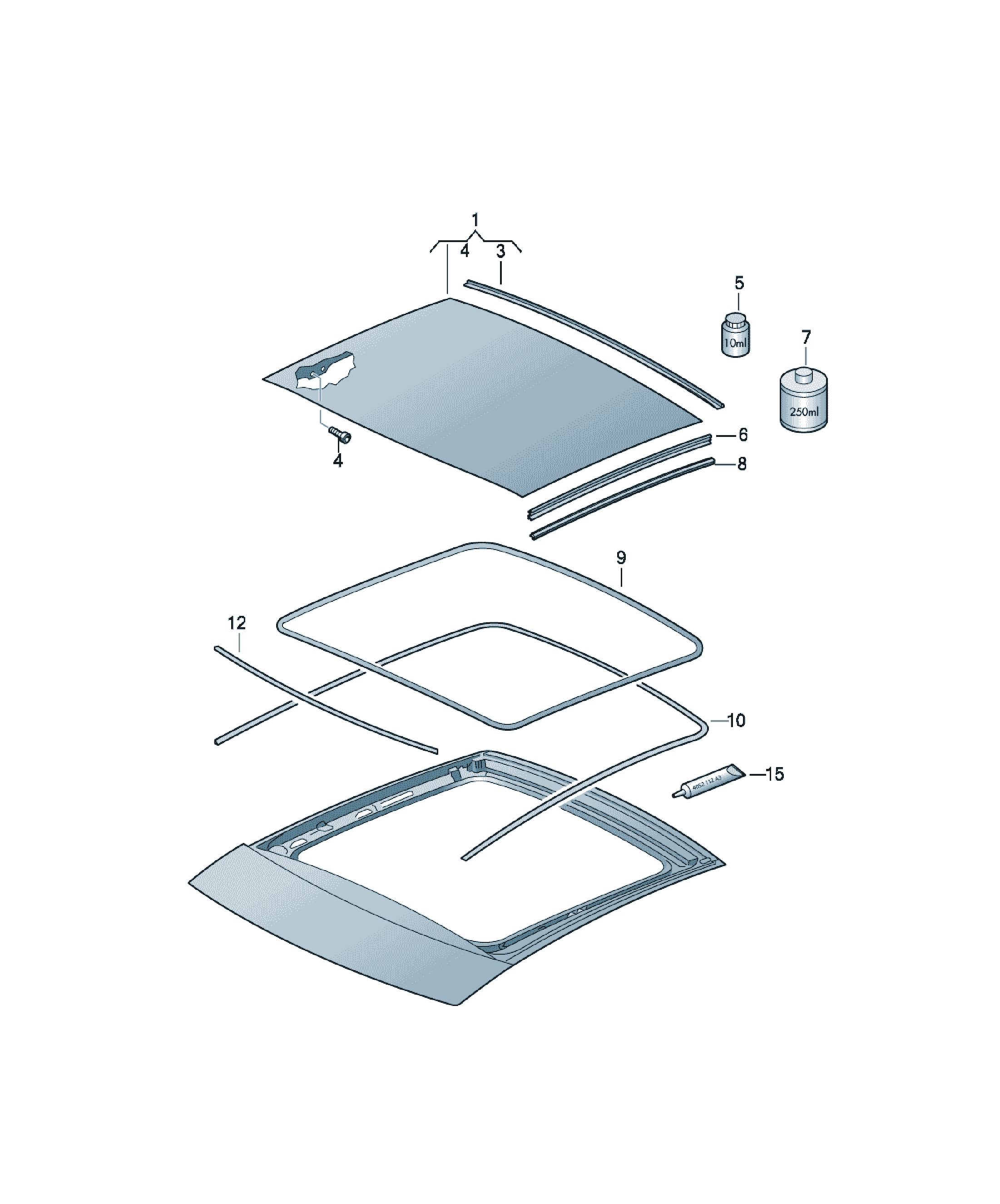 Sliding roof glass cover Volkswagen CC, cod 3C8877051A