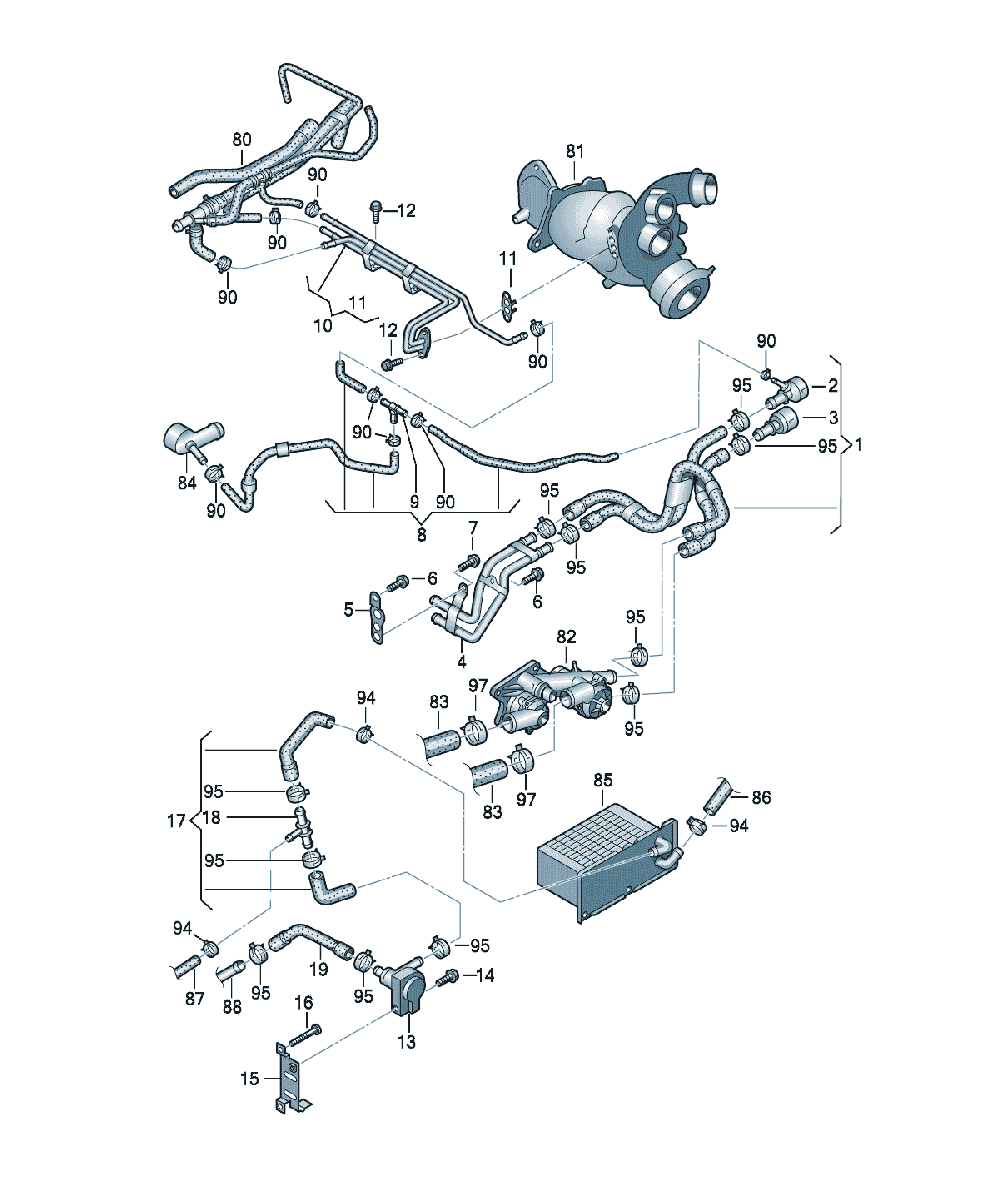 Furtun apa Volkswagen Golf / e-Golf, cod 1K0121156EA