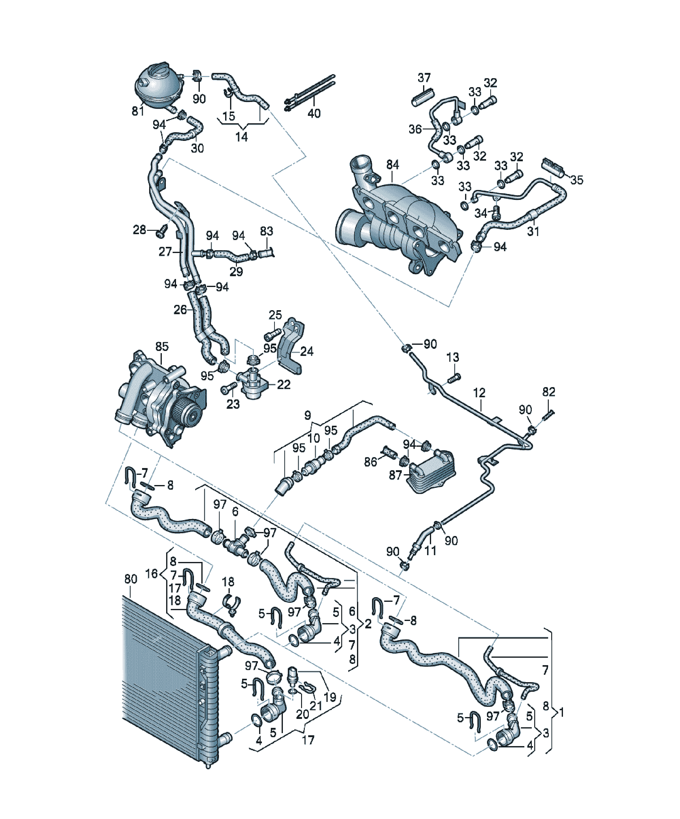 Furtun apa Volkswagen Passat / Variant / Santana, cod 3C0122101GE