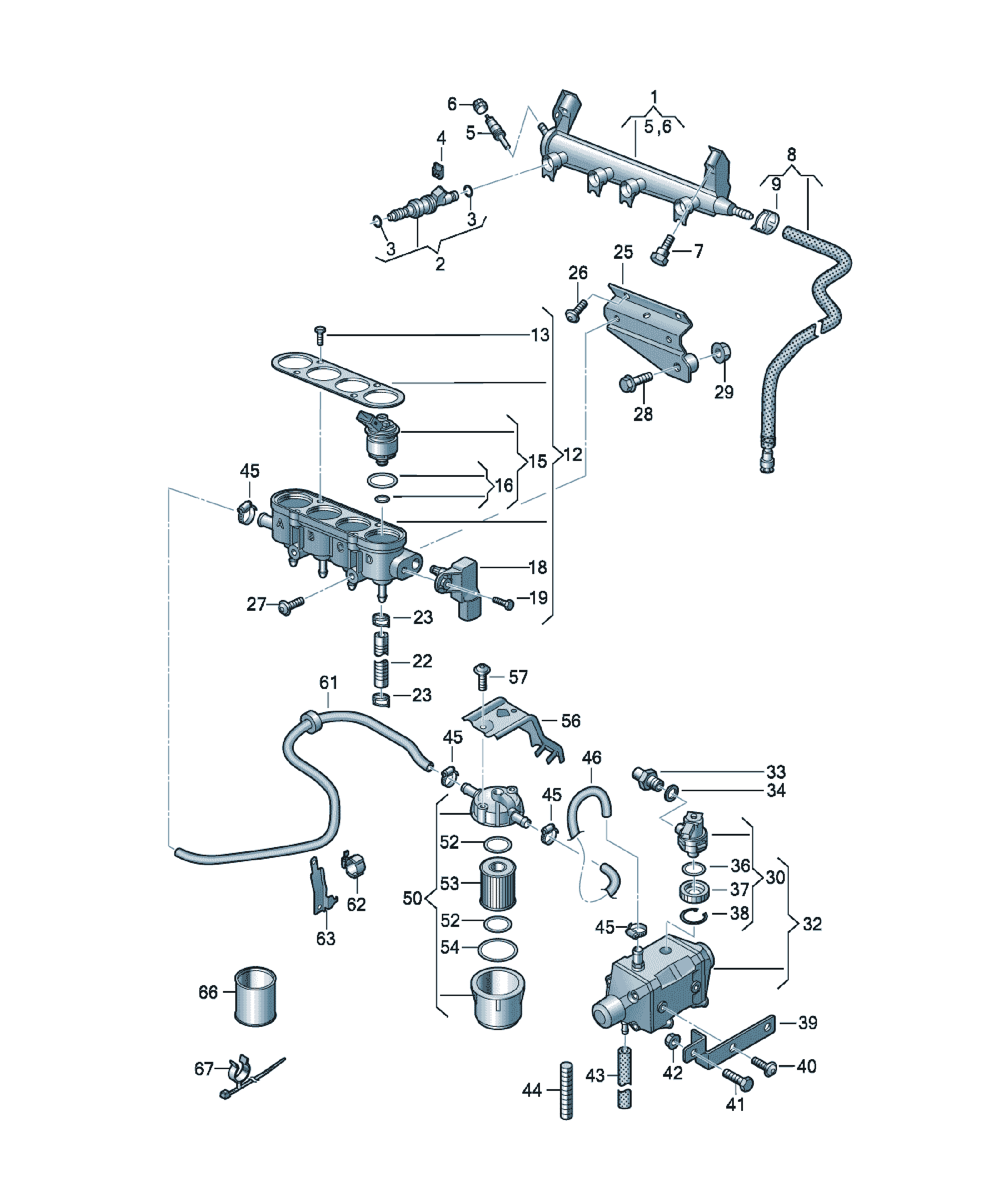 Conducta injector Volkswagen Golf / e-Golf, cod 06A133317AS
