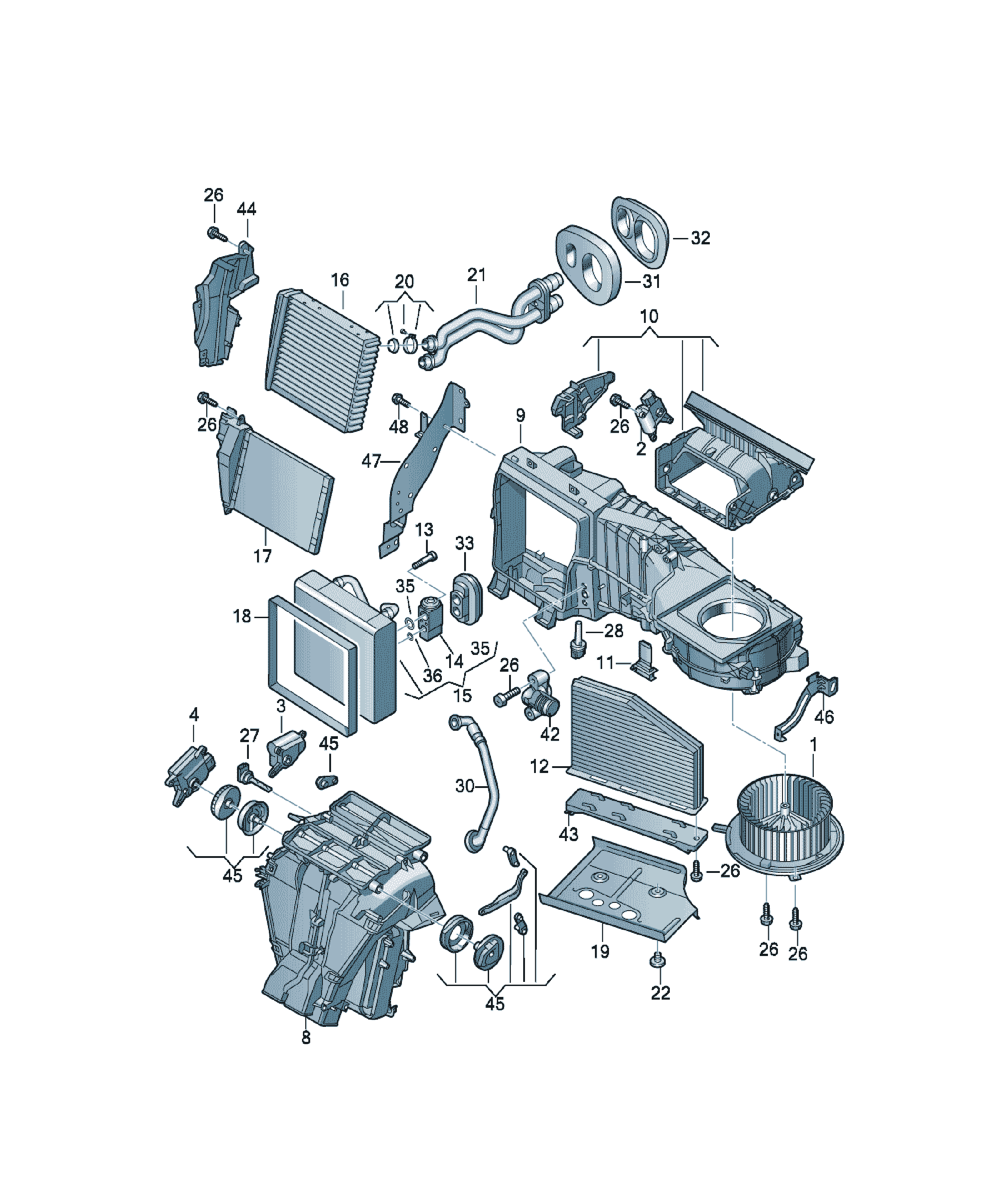 Motor electric încălzitor cabină Volkswagen Golf / e-Golf, cod 1K1819015
