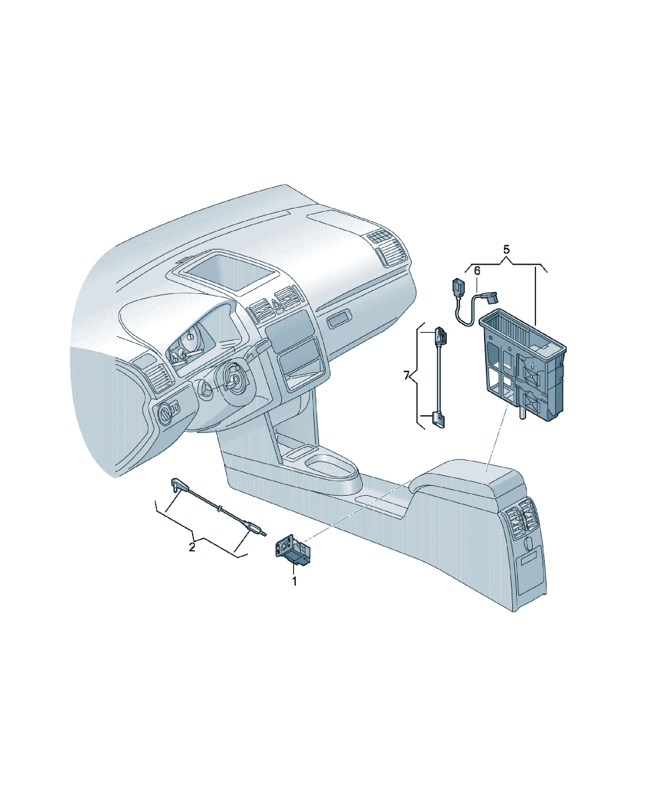 MEDIA-IN socket with integrated control unit Volkswagen Golf / e-Golf, cod 5N0035341D